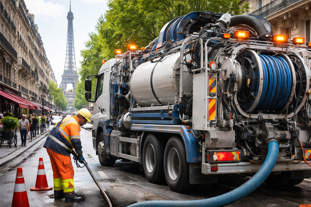 Camion Pompage Hydrocureur Paris